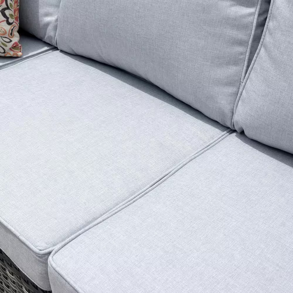 Megon Holly Gray 5-Piece Wicker Outdoor Patio Conversation Seating Sofa Set with Gray Cushions