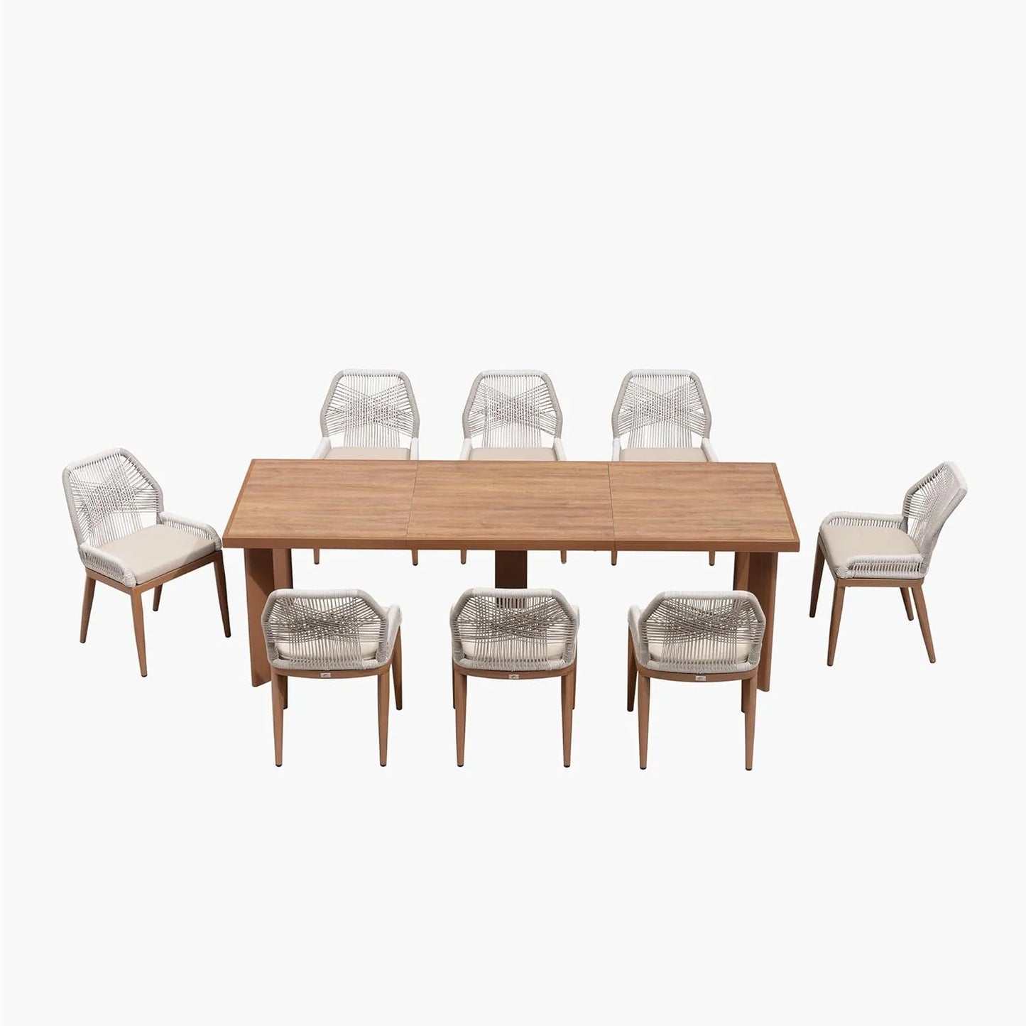 Dining Set Patio Metal Rectangular Table and Wicker Rattan Chairs for outside Porch Modern Outdoor Furniture Sets